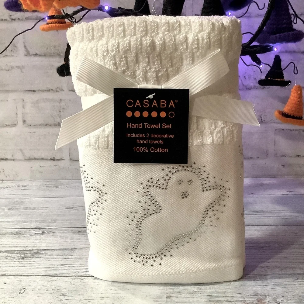 Casaba 2Pk Gem Stone Ghosts Hand Towels